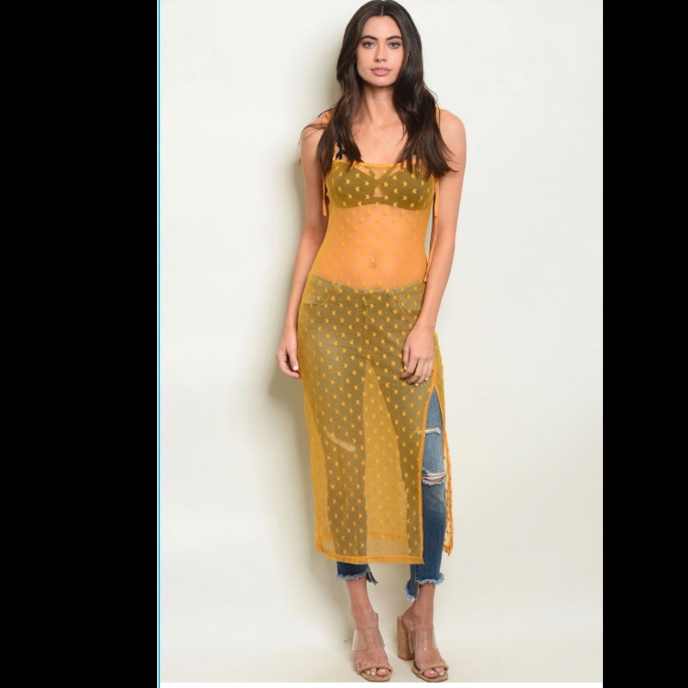 Sheer mustard colored Top